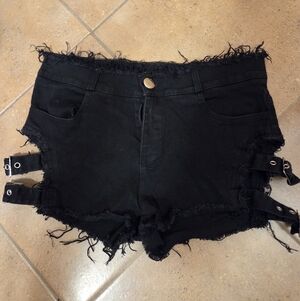 Destressed Denim Short Shorts